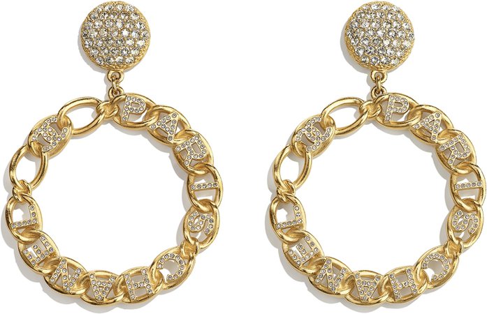 Earrings, metal and strass, gold and glass - CHANEL