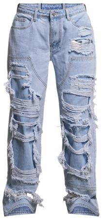 PLT- light blue wash extreme distress wide leg jeans