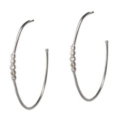 Silver 5 Diamond Hoop Earring