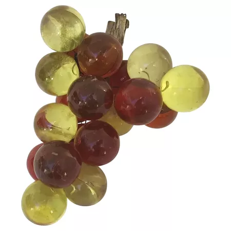 Vintage 1960's Lucite Red and Yellow Grape Cluster : Black Tulip Antiques, Ltd. | Ruby Lane