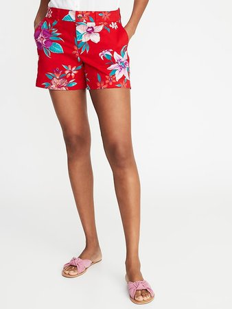 Mid-Rise Everyday Floral Shorts for Women - 5-inch inseam | Old Navy