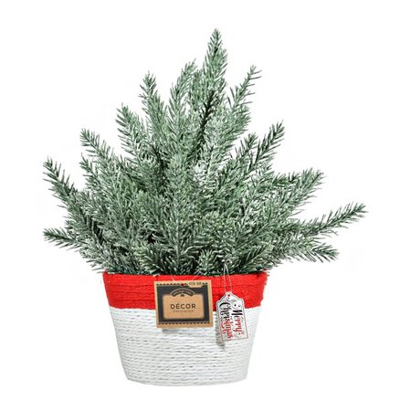 Holiday Time Woven Burlap Container Evergreen Tree Table Top Christmas Decoration, 16" - Walmart.com - Walmart.com