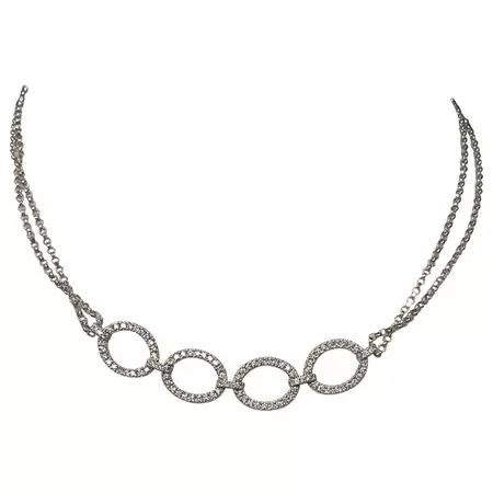 18K White Gold Diamond Choker Necklace For Sale at 1stDibs | white gold choker necklace with diamond, choker diamant, white diamond choker necklace