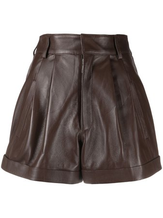 Shop brown Manokhi high-rise gathered leather shorts with Afterpay - Farfetch Australia