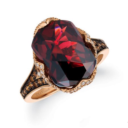 Le Vian® Baguette Pomegranate Garnet™ and 1/2 CT. T.W. Diamond Ring in 14K Strawberry Gold® | Le Vian | Collections | Zales