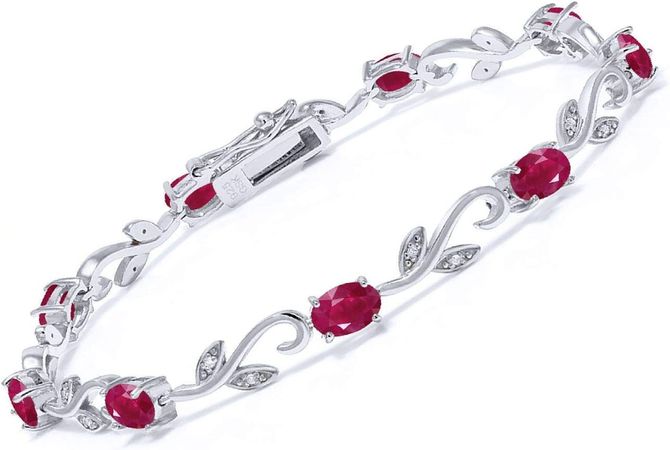 Silver ruby bracelet