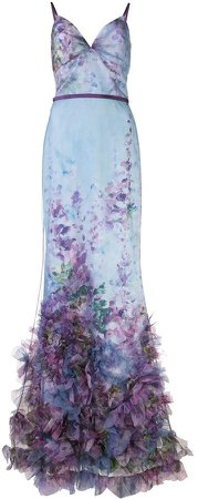 Floral Applique Fishtail Gown