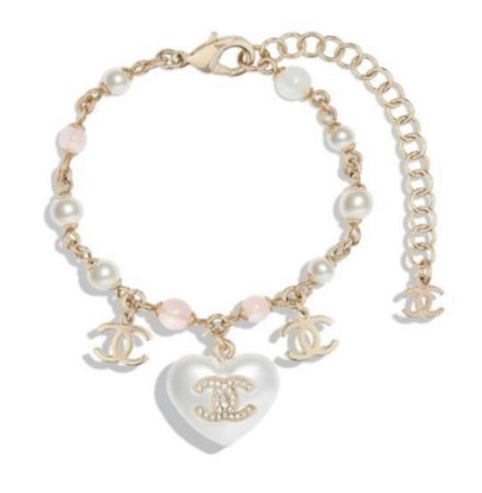 Chanel Gold Dangle Heart Pearl Crystal Bracelet Listed By Fashion4less - Tradesy