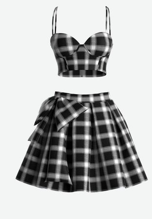 black and white skirt set