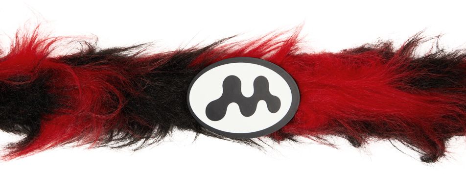 mowalola red and black faux fur belt