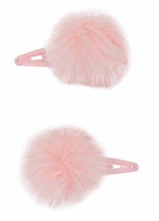 pink pom pom hair clips