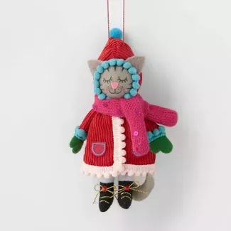 Cat With Red Coat And Pink Scarf Christmas Tree Ornament - Wondershop™ : Target