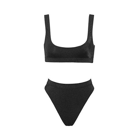Amazon.com: Dixperfect Two Pieces Bikini Sets Swimsuit Sports Style Low Scoop Crop Top High Waisted High Cut Cheeky Bottom: Clothing