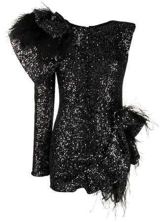 Loulou, Feather-Embellished Sequined Dress