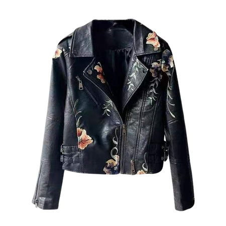 floral leather jacket