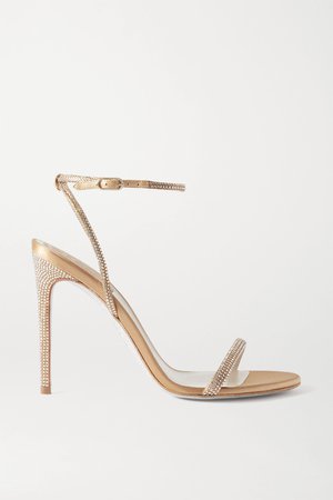 Gold Crystal-embellished satin sandals | René Caovilla | NET-A-PORTER