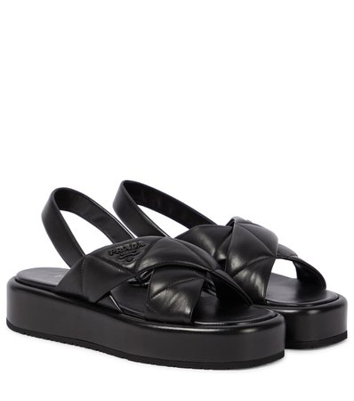 Prada - Quilted leather platform sandals | Mytheresa
