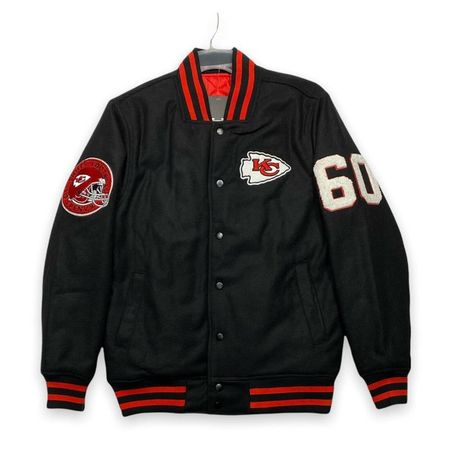 NFL | Jackets & Coats | Kansas City Chiefs Black Nfl Varsity Letterman Football Jacket Mens Size S Nwt | Poshmark