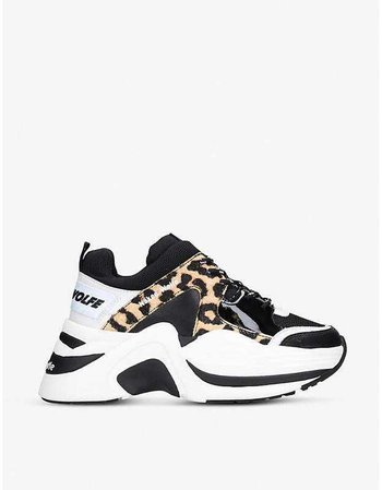 NAKED WOLFE Track Leopard leather and mesh trainers