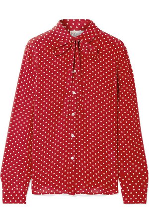 REDValentino | Pussy-bow polka-dot silk crepe de chine blouse | NET-A-PORTER.COM