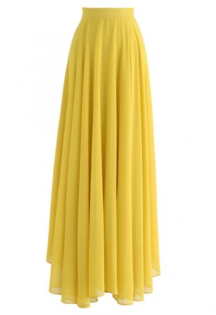 Yellow-chiffon-skirt