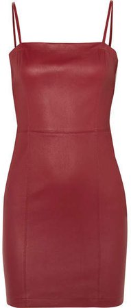 Leather Mini Dress - Claret