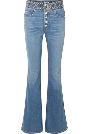 Veronica Beard | Beverly braid-detailed high-rise flared jeans | NET-A-PORTER.COM