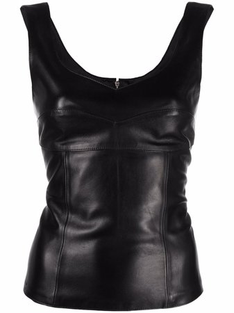 Shop Manokhi Iva leather tank top with Express Delivery - FARFETCH