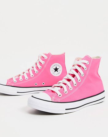 Converse Chuck Taylor All Star Hi canvas sneakers in hyper pink | ASOS