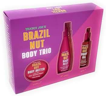 Amazon.com : Trader Joe's Brazil Nut Body Trio (Brazil Nut Body Butter 3oz, Brazil Nut Body Mist 6oz, Brazil Nut Body Oil 2oz) 3 Item Limited Edition Set. : Beauty & Personal Care