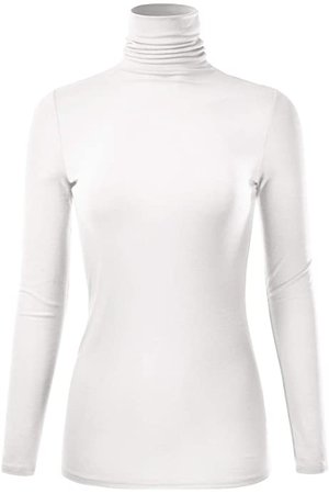 Amazon.com: MixMatchy Women's Long Sleeve Turtleneck Lightweight Pullover Slim Fit Top Off-White S: Clothing