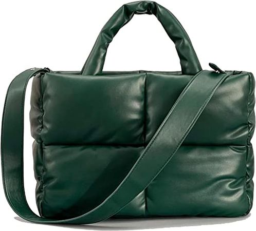 Large Quilted Padded Puffer Tote | Green