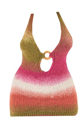 Shape Multi Stripe Knit Plunge Ring Bodycon Dress | PrettyLittleThing USA