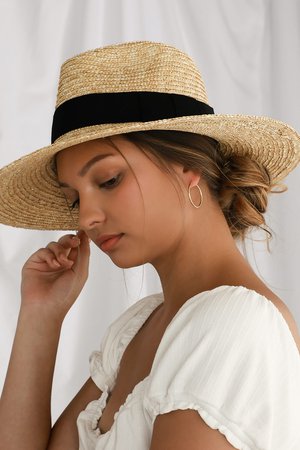 Beige Woven Hat - Fedora - Brimmed Hat - Sun Hat - Woven Fedora