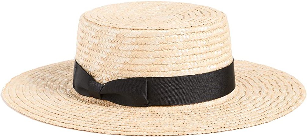 Lack of Color Women's Spencer Boater Hat, Natural/Black, M at Amazon Women’s Clothing store