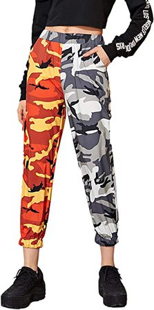 Amazon.com: WDIRARA Women's Casual Two Tone Camo Print Slant Pocket Cropped Cargo Pants L: Clothing