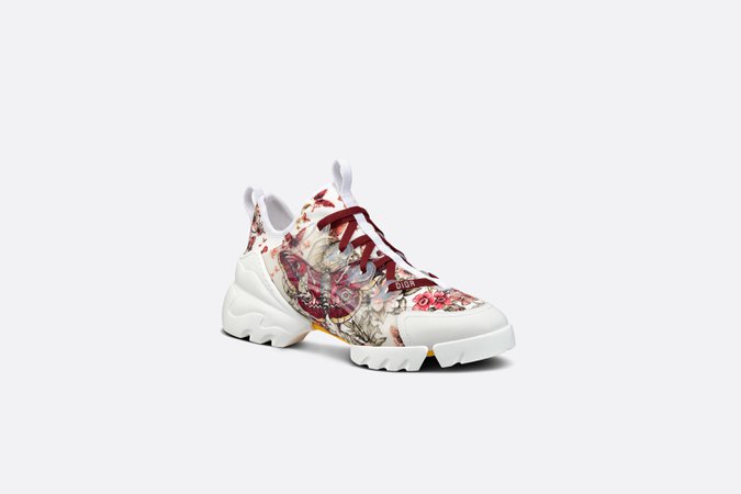 D-Connect Sneaker White Technical Fabric and Multicolor Butterfly Motif | DIOR