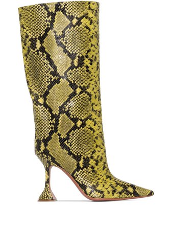 Amina Muaddi Rain python-print 95mm Boots - Farfetch