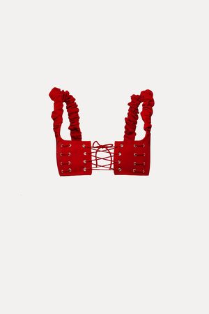 Joan Corseted Bikini Top - Red – Dilara Findikoglu