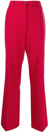 high-rise checked trousers
