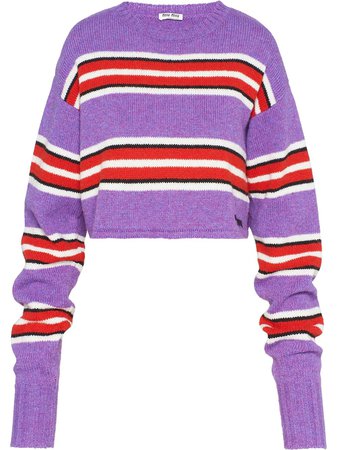 Purple Miu Miu Striped Boxy Fit Jumper | Farfetch.com