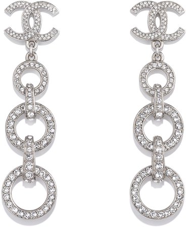Earrings, metal and rhinestones, silver and crystal - CHANEL