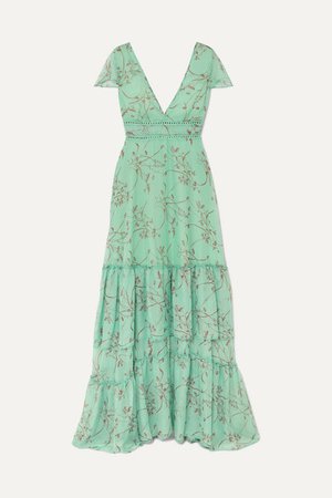 Eywasouls Malibu | Kimi rope-trimmed floral-print chiffon maxi dress | NET-A-PORTER.COM