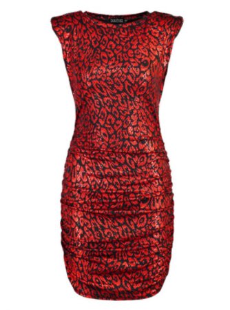 red mini dress leopard