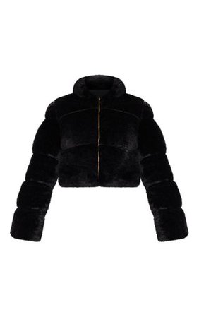 Black Faux Fur Puffer Jacket | Coats & Jackets | PrettyLittleThing USA