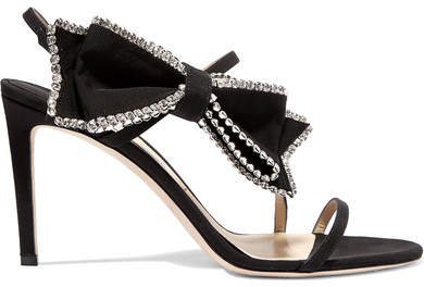 Sarara 85 Crystal-embellished Grosgrain And Suede Sandals - Black