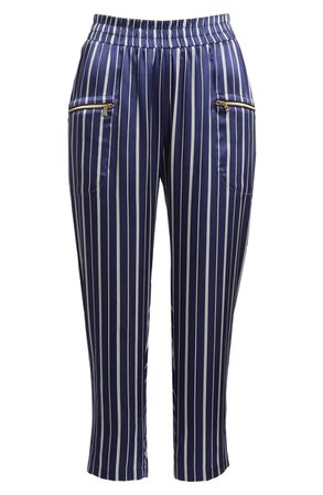 L'AGENCE Leigh Stripe Crop Silk Pants | Nordstrom