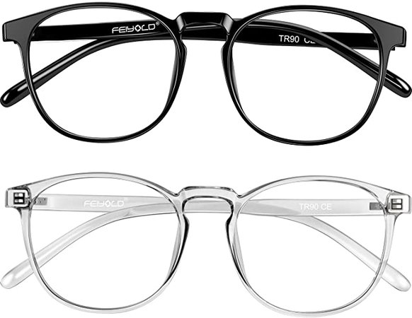 *clipped by @luci-her* Blue Light Blocking Glasses Women/Men for Computer Use, Lightweight Anti Eyestrain Gaming Glasses(2Pack)