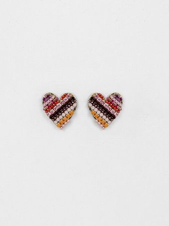 [JUDY AND PAUL쥬디앤폴][BARBIE X JUDY AND PAUL] Barbie heart crystal n beads handmade post earring