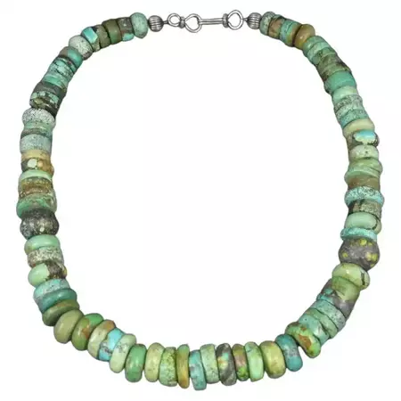 Southwestern Vintage Green Turquoise Necklace For Sale at 1stDibs | turquoise beaded necklace, green turquoise necklace vintage